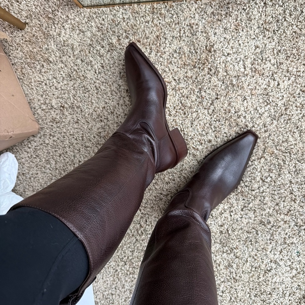 Larroude Dark Brown Heeled Boots - Picture 3 of 4